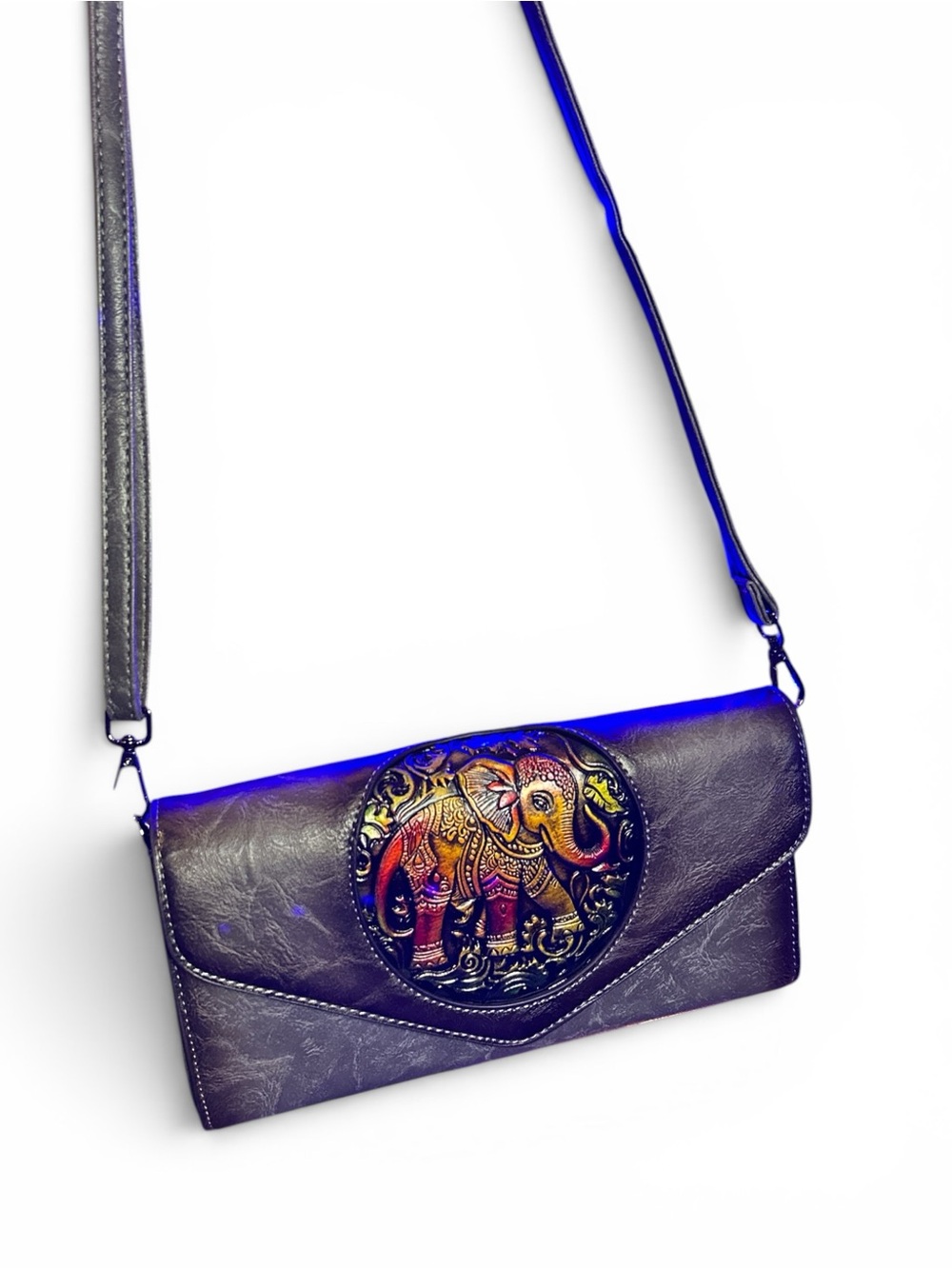 Gray Faux leather FASHION Wallet Clutch OR Crossbody - Picture 9 of 9